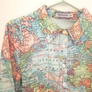 Map of the World Button-down Top